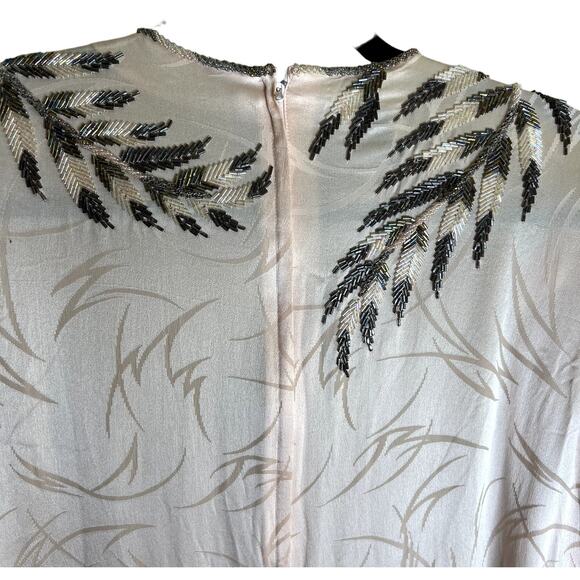 Francesca of Damon Midi Shift Dress Women Size 8 100% Silk Vintage Beaded - Picture 13 of 13